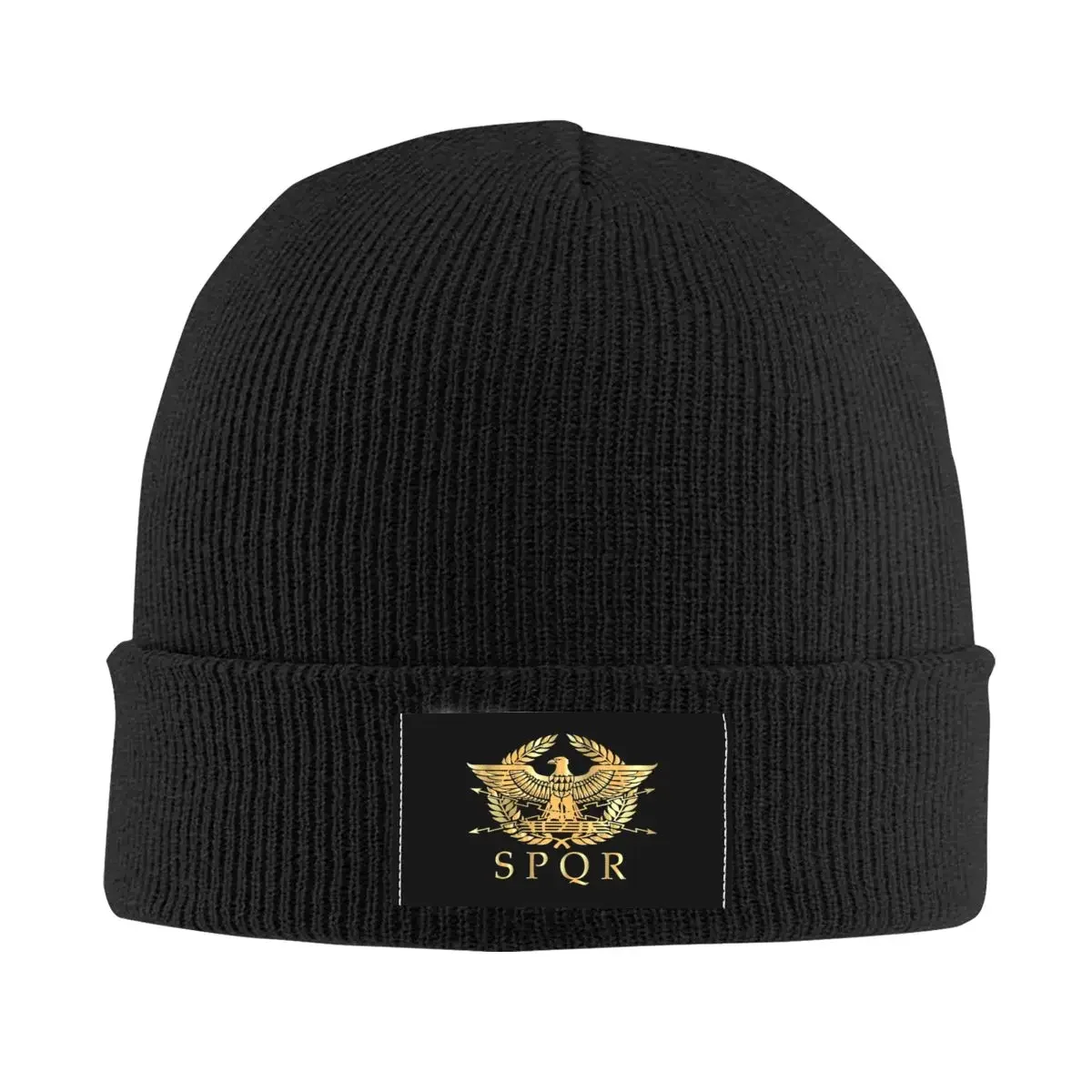 

Gold Roman Eagle Emblem Beanie Cap Unisex Winter Warm Bonnet Femme Knit Hats Street Outdoor Rome SPQR Skullies Beanies Caps