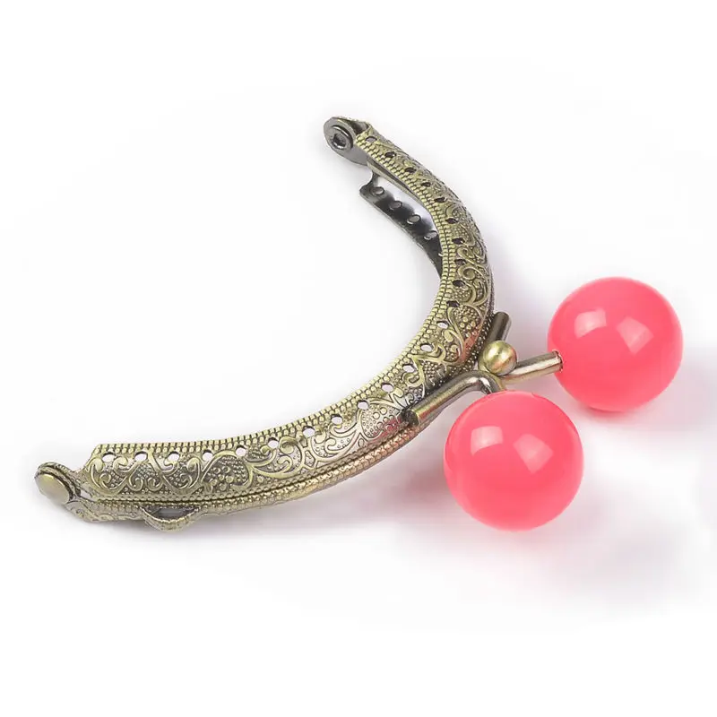 10pcs/lot 8.5cm Round Metal Purse Frame Handle for Clutch Bag Accessories Making Kiss Clasp Lock Bronze Tone Candy Bags Hardware