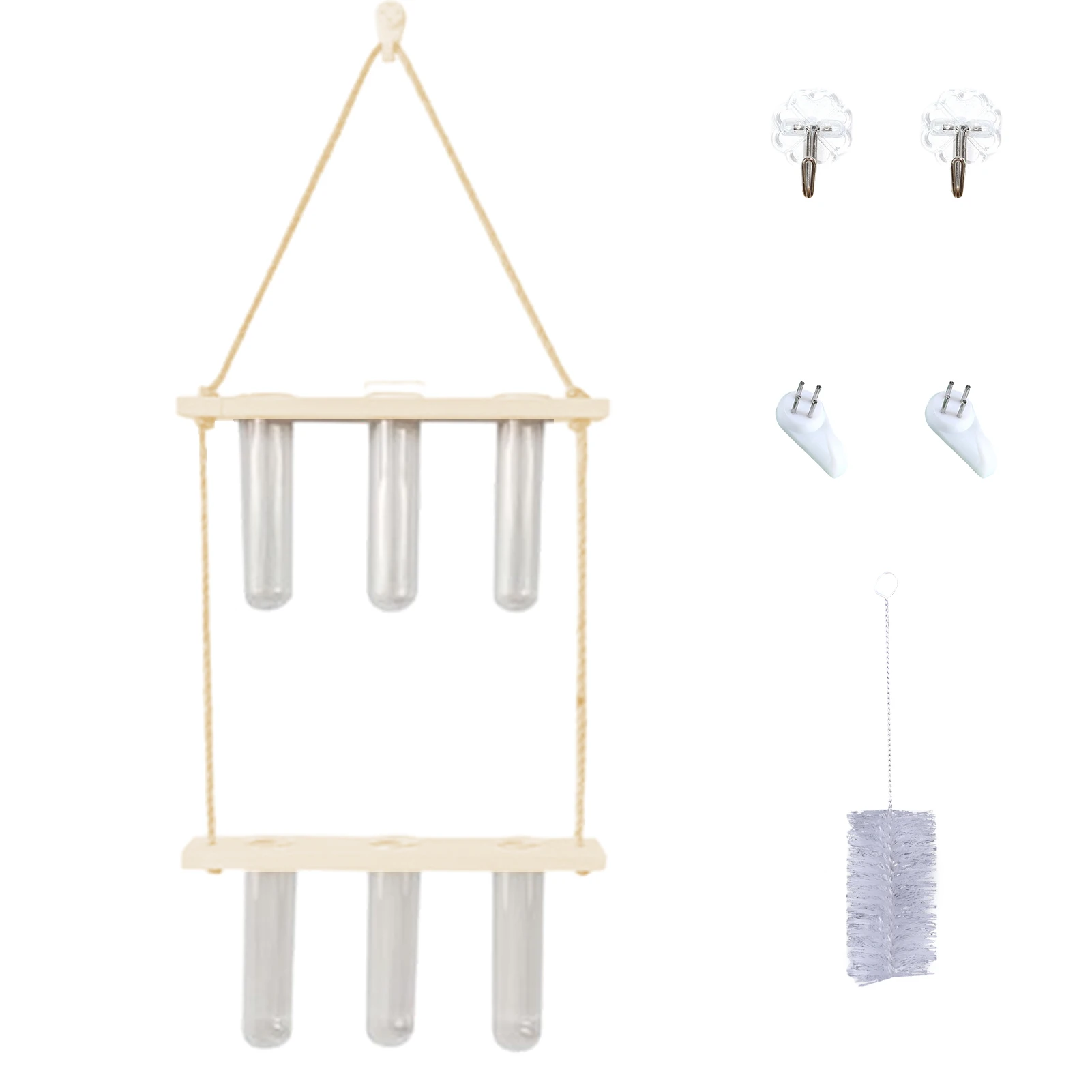 

2 Tiered Wooden Stand Elegant With Hooks Visible Growth Round Edge Home Decor Space Saving Vertical Hanging Planter Garden