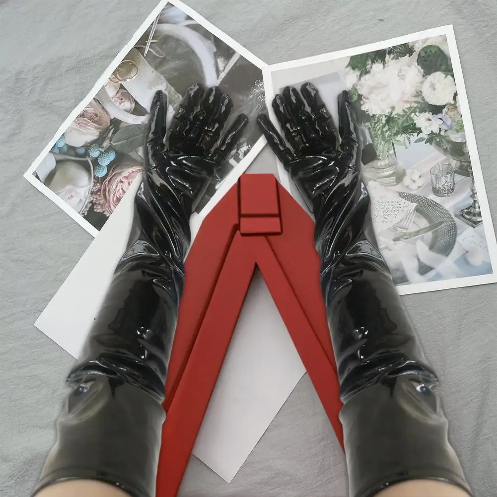 

Женские перчатки для танцев на шесте, гладкие дышащие Нескользящие перчатки из искусственной кожи с пальцами, длина локтя