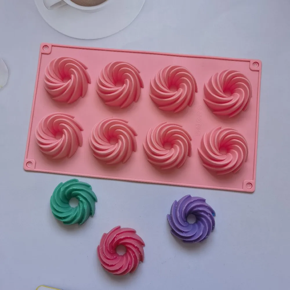 

3D Mini Spiral Shaped 8 Cavity Silicone Cake Molds DIY Baking Dessert Mousse Cake Decorating Moulds Cake Chocolate Bakeware