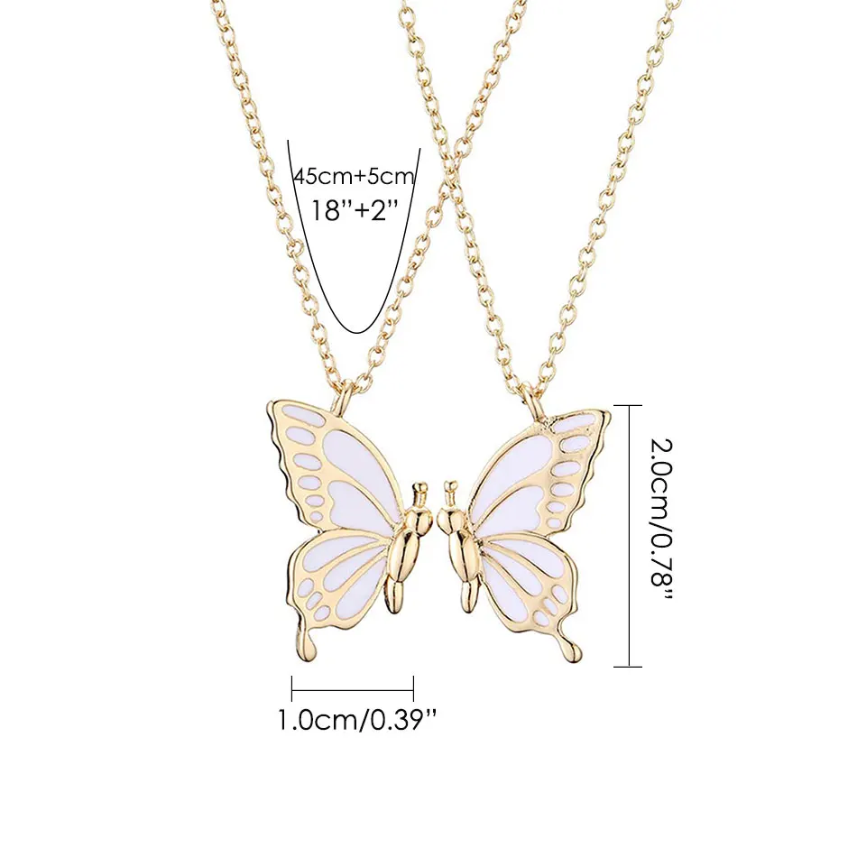 2 Best Friend Butterfly Necklaces BFF Friendship Necklace for 2 Girls Lover Couple Necklace Long Distance Birthday Gifts images - 6