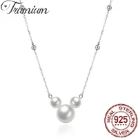 trumium 100 925 sterling silver pearl necklaces pendants for women girls fashion wedding chain mickey head charm necklace