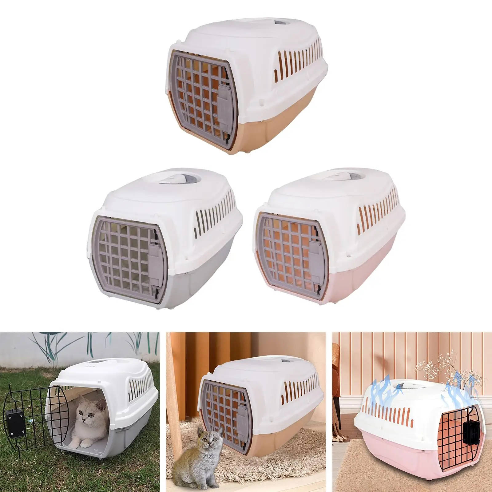 

Cat Carrier Box Carrier Basket Indoor Outdoor with Door Lock Transport Cage