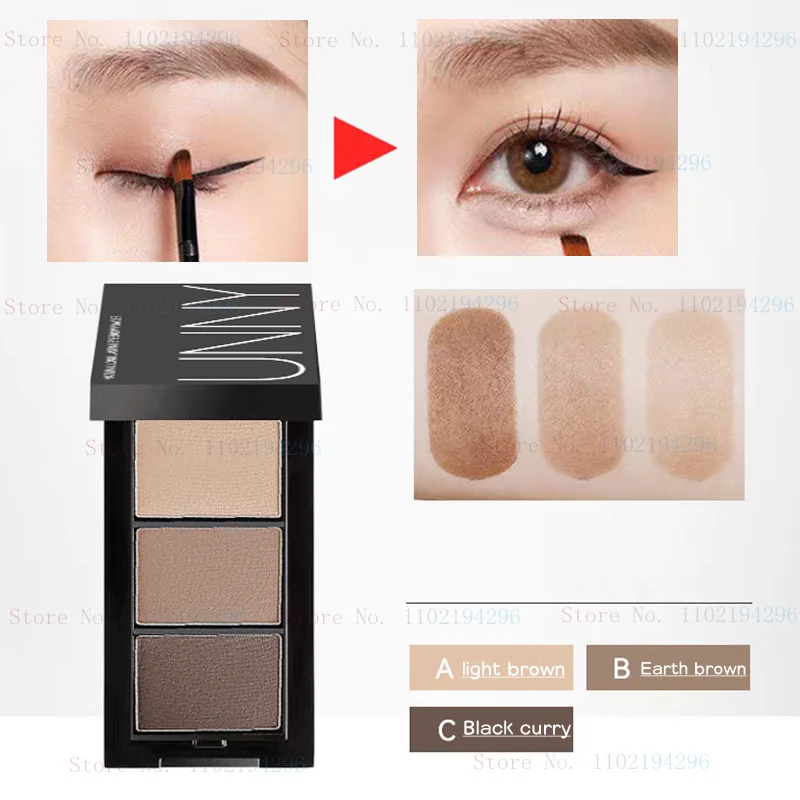 

Anti-sweat and Difficult Decolorization Three-color Eyebrow Powder Plate Waterproof and Non-dizzy Eye Shadow Long-lasting Makeup