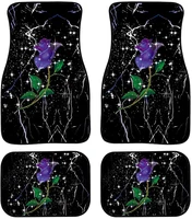 4 piece universal car floor mats for front and rear shiny purple rose floral print all weather non slip car mats auto a