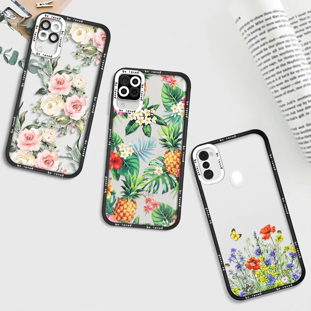 

Luxury Flower Plant Case for Samsung A11 A12 A71 A21S A32 4G A52 A52S A53 5G A72 S22 Plus S22Ultra Shockproof Clear Back Cover