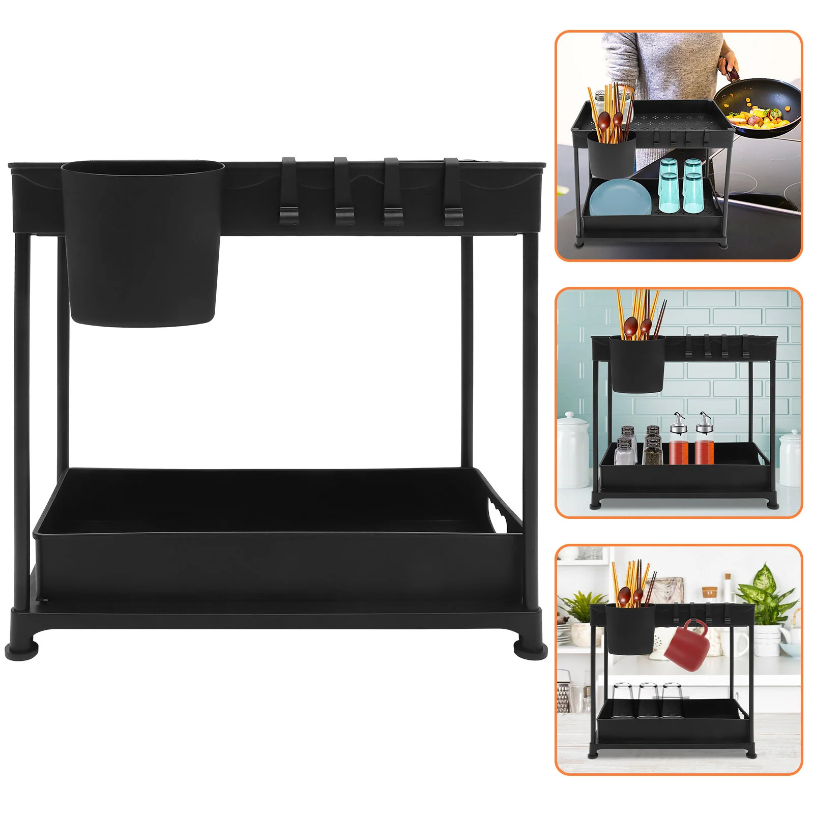 

Storage Box Sink Rack Holder Drawer Organizer Kitchen Multipurpose Pull Out Drawers