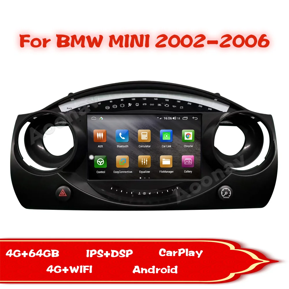 

Автомобильный GPS-навигатор A11 для BMW Mini 2002-2006, стерео радио, мультимедийный DVD-плеер, горизонтальный экран, зеркальный приемник Wi-Fi для Carplay
