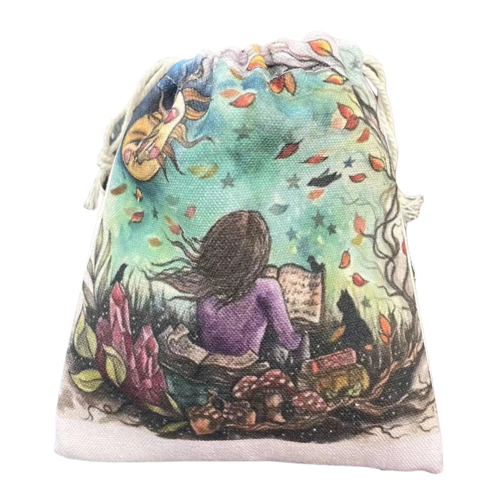 

Drawstring Gift Bags Portable Cloth Drawstring Bag Small Jewelry Pouch Tarot Card Bag Portable Flannel Print Tarot Cloth Bag