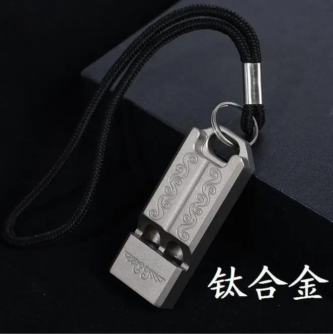 

New 1Pc 120dB Titanium Whistle Twin Tubes High Frequency EDC Outdoor camping Survival SOS Whistle