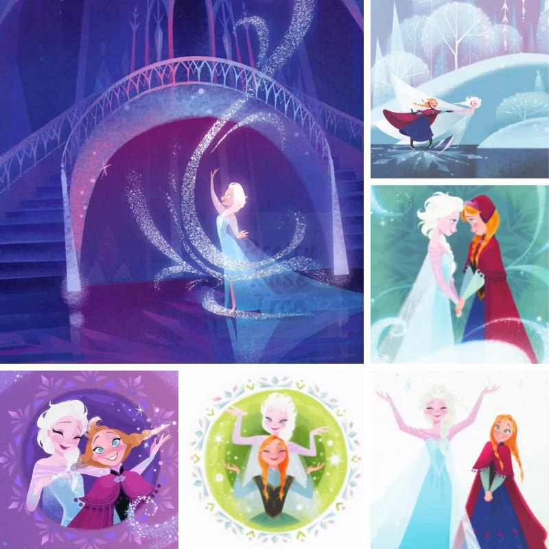 

2022 New Disney Princess Cartoon Diamond Painting Frozen Elsa Queen Anna Sister Square Art Embroidery Tools Accesories Novelties