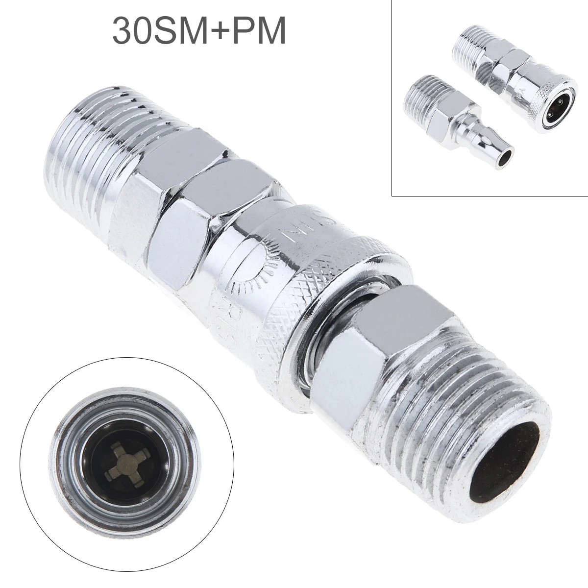 2pcs/set  30SM+PM High Speed Steel Pneumatic Fitting Quick High Pressure Connector with Dual Interface  for Air Compressor