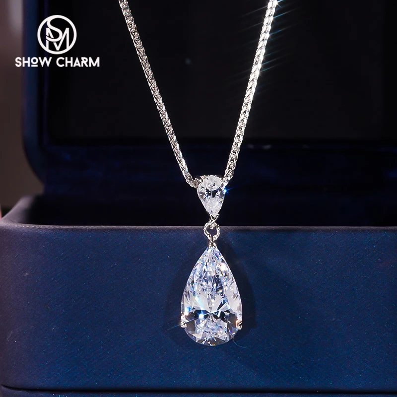 Женское ожерелье с подвеской-капелькой, из серебра 925 пробы