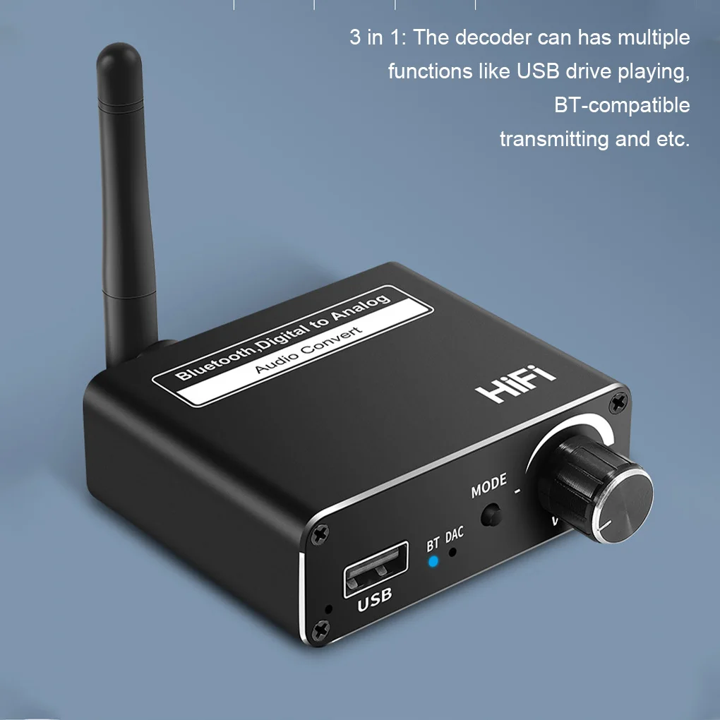 

Цифро-аналоговый аудио преобразователь 3 в 1, декодер из сплава HiFi с низкой задержкой воспроизведения музыки, Bluetooth-совместимый приемник 5 0