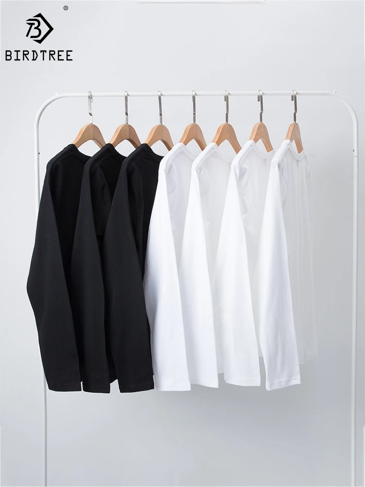 

200g Heavy 100% Cotton T shirt Long-sleeved T-shirt Seamless Loose Men's and Women's Solid Bottoming Shirt Mens Top Tees T25705X