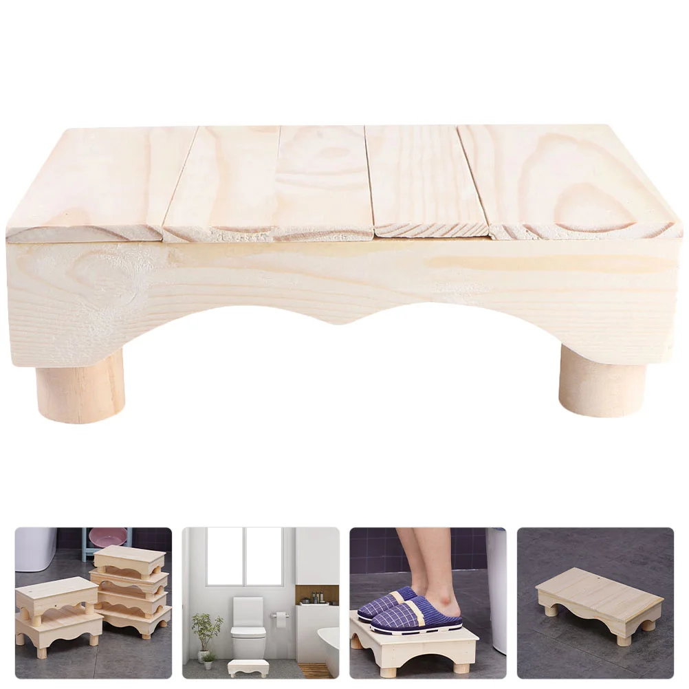 Solid Wood Toilet Stool Small Wooden Office Footstool Step Stools For Adults Feet Rest