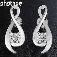 925 sterling silver aaa zircon number 8 shape stud earrings for women party engagement wedding gift fashion jewelry