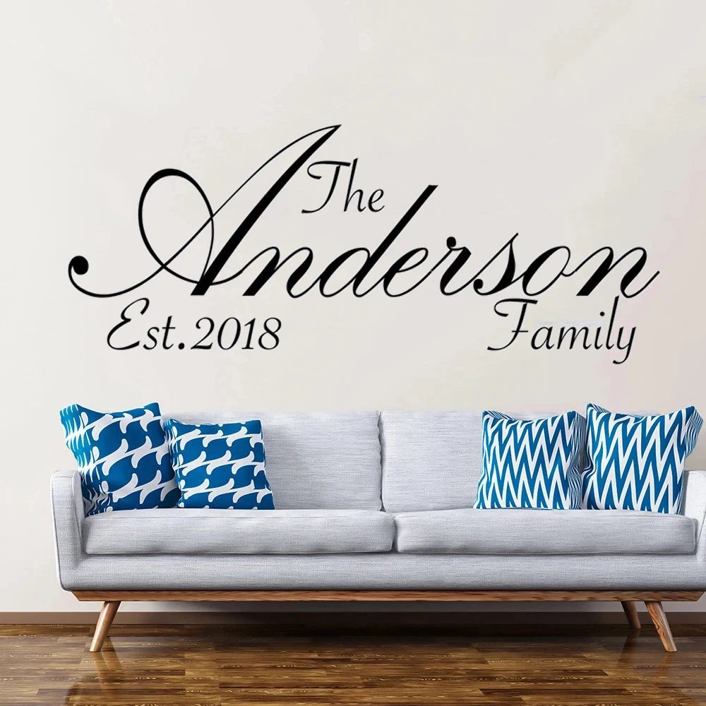 

Наклейки на стену с изображением деревьев, съемные виниловые наклейки для знака с именем семьи, персональный декор, новоселье, подарок, фрески HJ1464