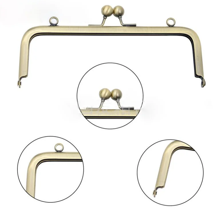 8.5cm 18.5cm Square Metal Purse Frame Handle for Clutch Bag Handbag Accessories Making Kiss Clasp Lock Bronze
