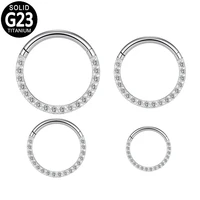 g23 titanium nose ring ear piercing zircon paved front septum clicker hoop hinged segment daith cartilage tragus helix earring
