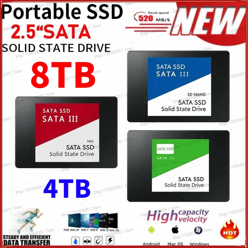 

New SSD 2TB Sata 8TB 4TB Hard Drive Disk Sata3 2.5 Inch Ssd TLC 560MB/s Internal Solid State Drives for Laptop & Desktop ps5