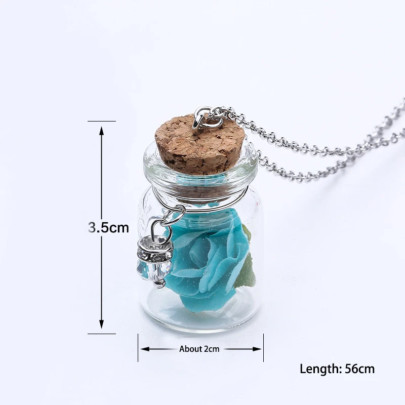 Glowing Necklaces for Women Cute Glass Bottle Flower Necklace Bohemia Drift Bottle Pendent Neck Chain Glow in The Dark Jewelry images - 6