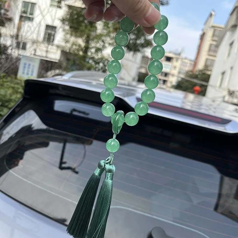 

Green Jade Stone 12mm Beads Tassel Bracelet Necklace Tibetan Buddhist Mala Buddha Charm Rosary Yoga Men Woman Jewelry