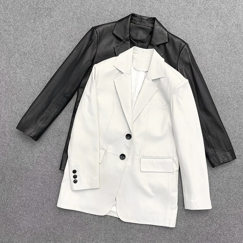 Autumn Spring Black Real Leather Clothes Suits Casual Jackets Womens Sheepskin Genuine Overcoat Korean Jacket Coats Outerwear