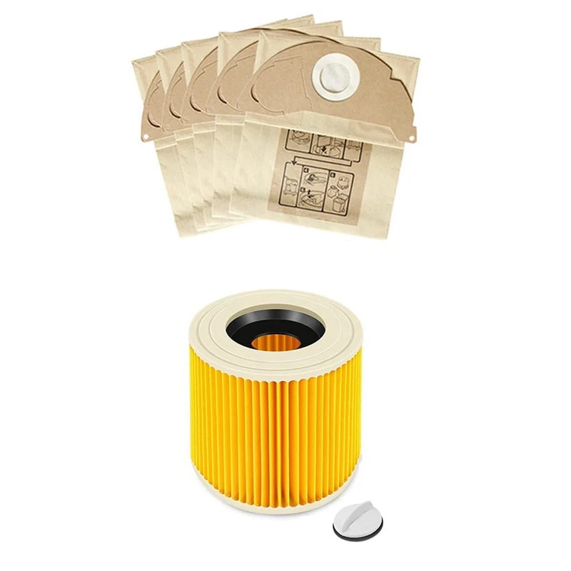 

A06I Replacement HEPA Filters Dust Bag For Karcher WD2 WD3 MV3 MV2 Vacuum Cleaner Accessories Replaces 6.414-552.0