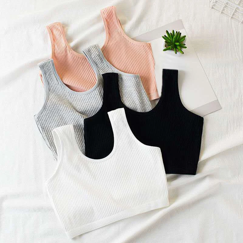 

Women Tube Tops Underwear Bras Teenage Underclothes Young Girl Lingerie Student Bra Solied Color Soft Cotton Camisoles Intimates