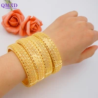 4pcslot dubai gold bangles for women middle east gold bracelets ethiopian arabia mesh bracelets wedding jewelry gifts