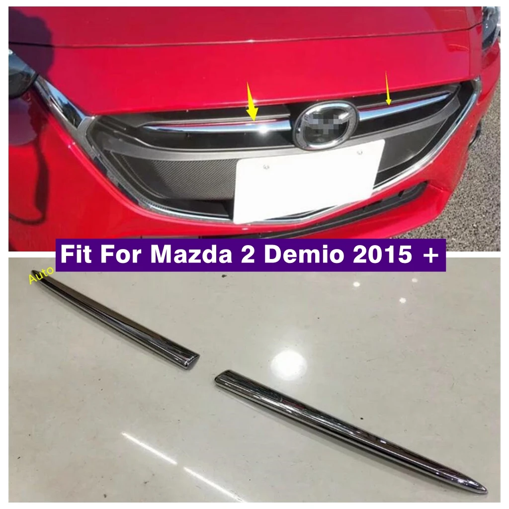 

Chrome Exterior Refit Front Racing Center Bumper Grille Grill Mesh Stripes Cover Trim For Mazda 2 Demio 2015 - 2021 Accessories