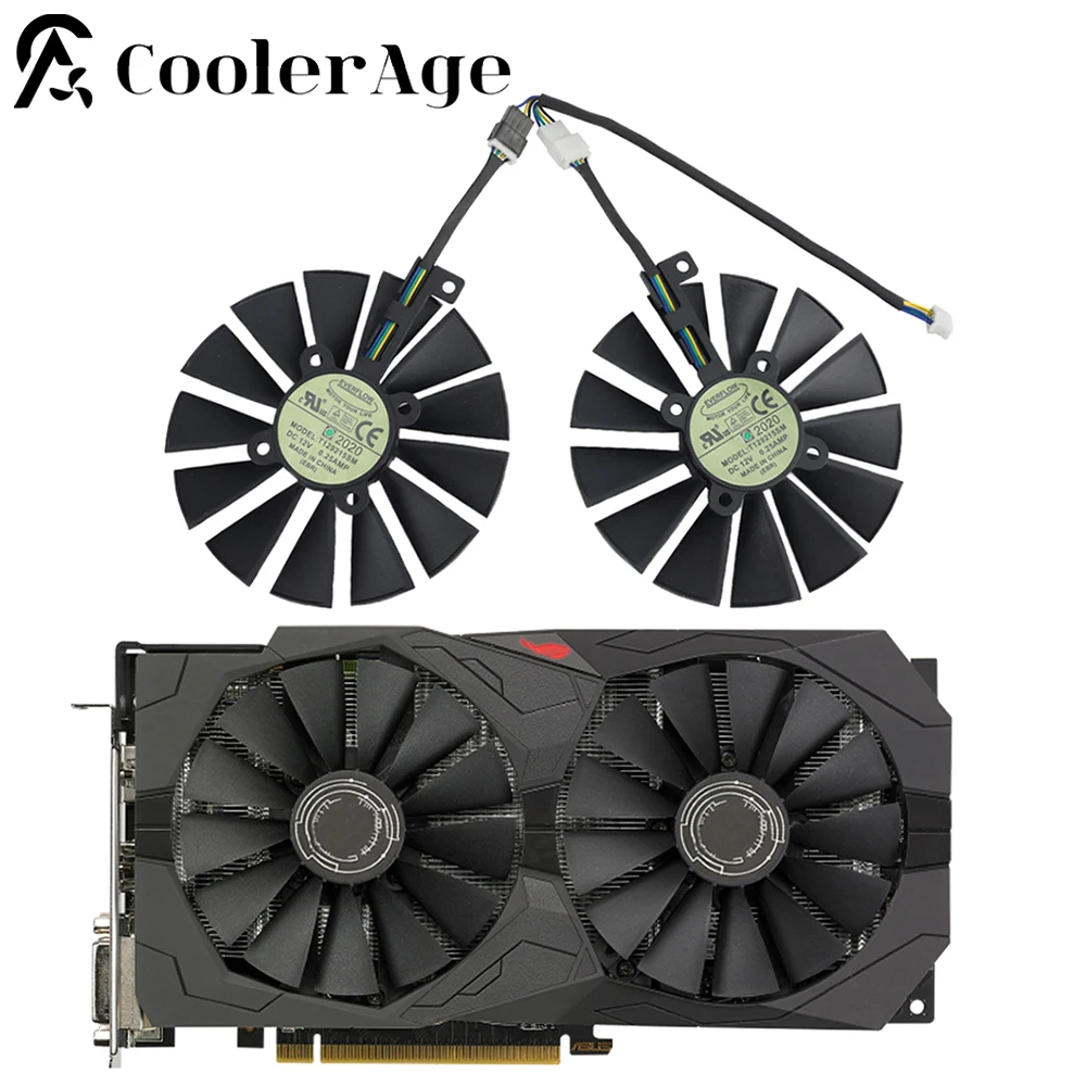 Т 129215 Вентилятор охлаждения видеокарты SM 95 мм для ASUS STRIX RX 470 580 570 GTX 1050Ti 1070Ti 1080Ti