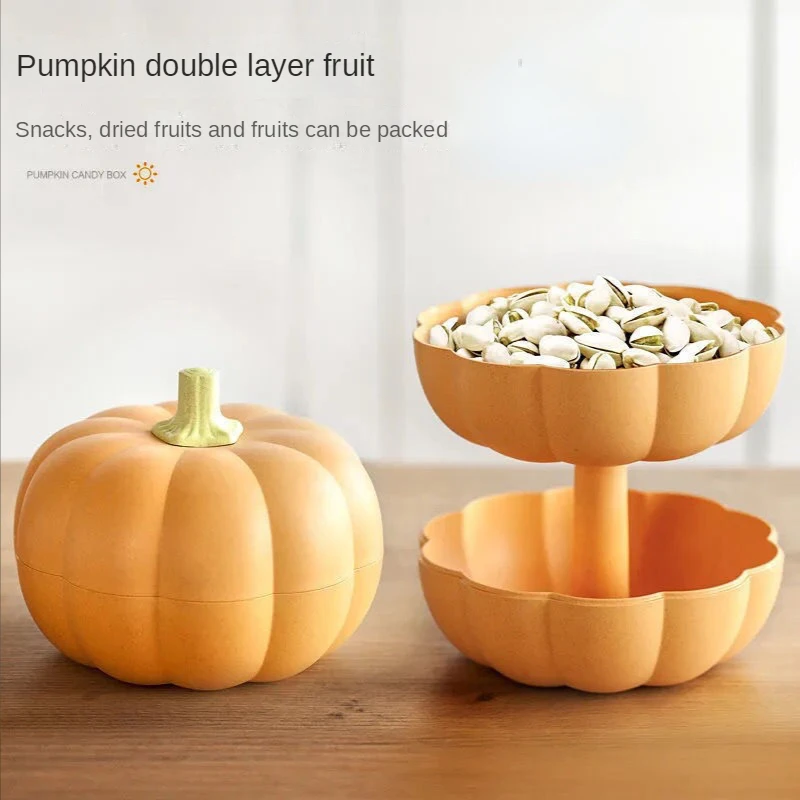 

Double Layer Household Pumpkin Dried Fruit Plate Fruit Snack Cute Creative Fruit Box Food Storage Living Room Candy Containers