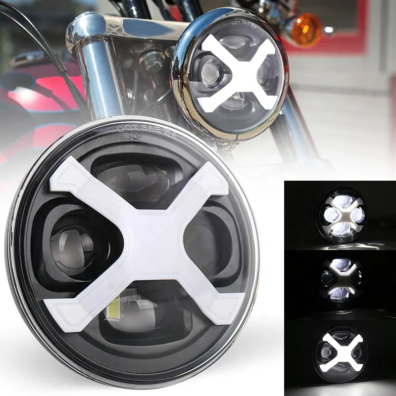 

Newest Motorcycle Lighting System 12V H4 X Type Led Headlight 5.75 Led Headlight Motorcycle For Harley Davidson