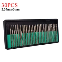 30pcs 2 353mm shank diamond grinding burr needle point engraving carving for stone glass metal drill bit rotary tool set
