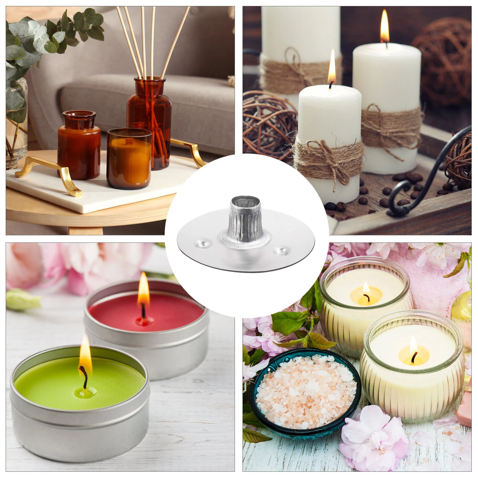 

300 Pcs Holders Candlestick Crafting Supplies Wicks Bases Metal Clipping