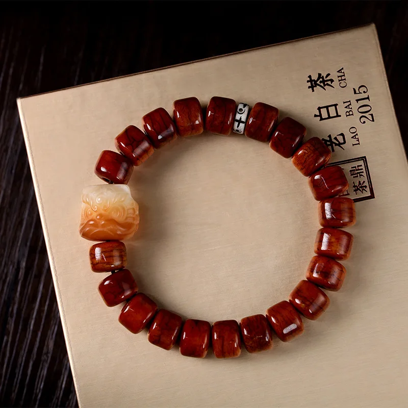 Браслет из бусин в форме бочонка Xingshi Ox резьба по дереву