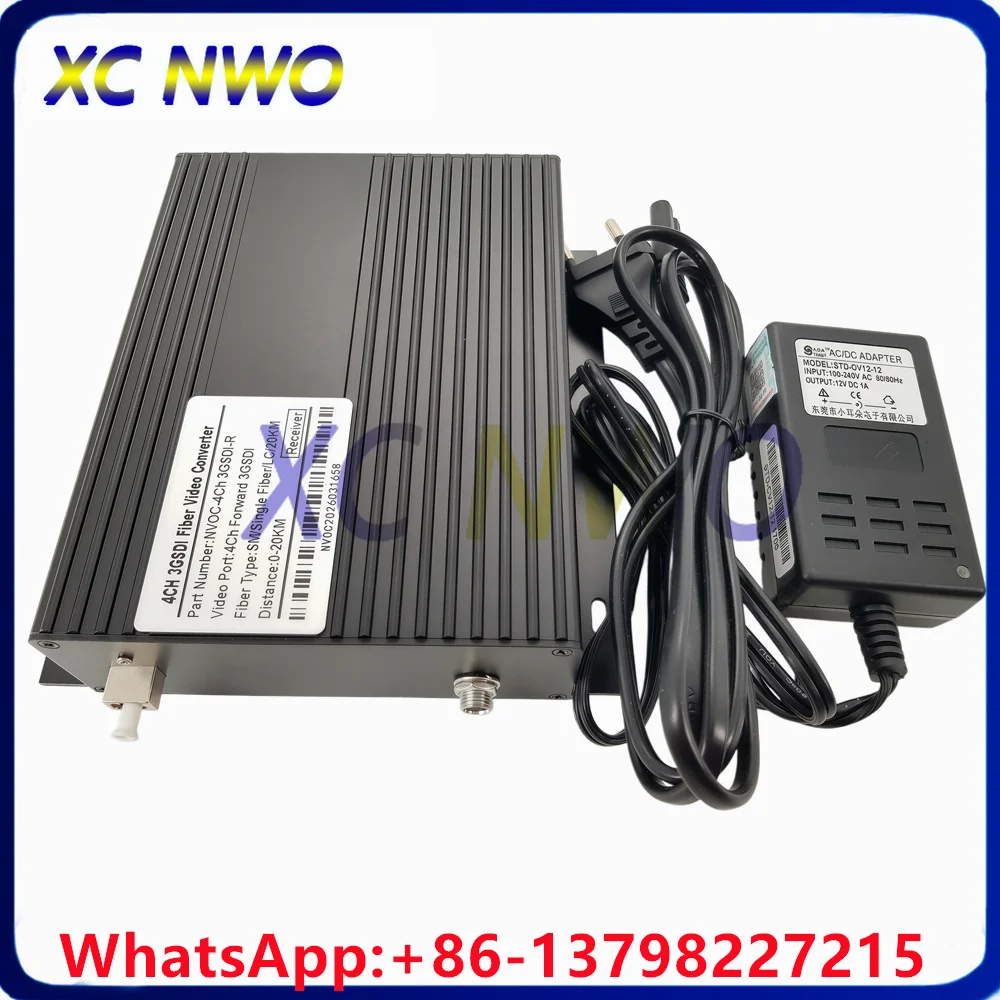 Фото 4-канальный передатчик 3G SDI SM, симплексный, 3G BIDI LC 20 км, коннектор, европейское зарядное устройство, настольный оптический трансивер. №1