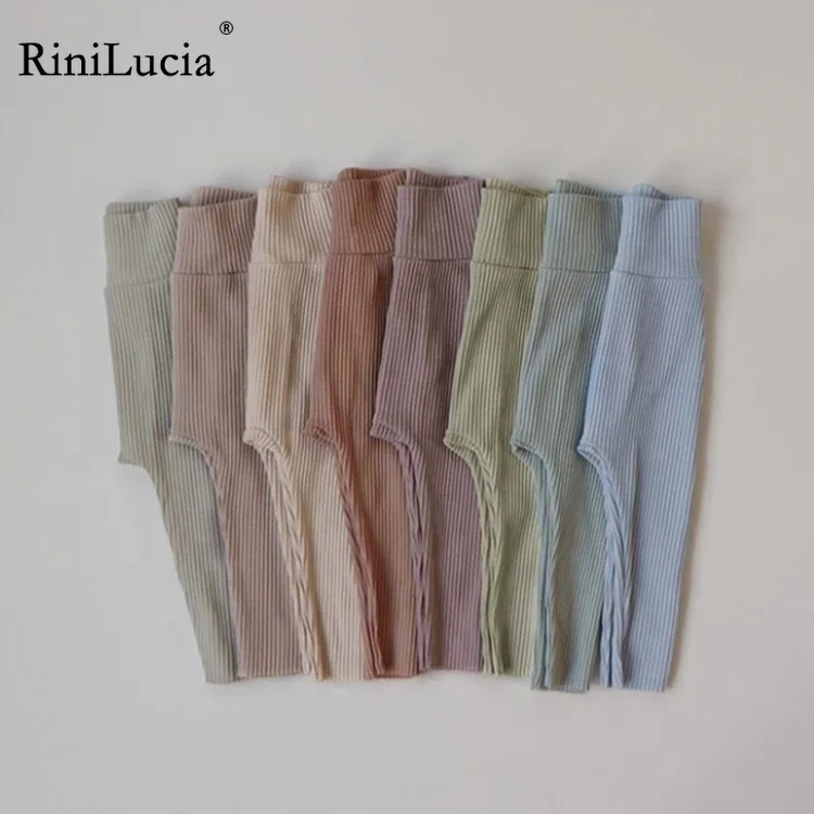 

RiniLucia 2022 Autumn New Baby Girl Cotton Leggings Baby Boy Casual Pants Infant Kids Solid Closure Pants Bottoming Pants