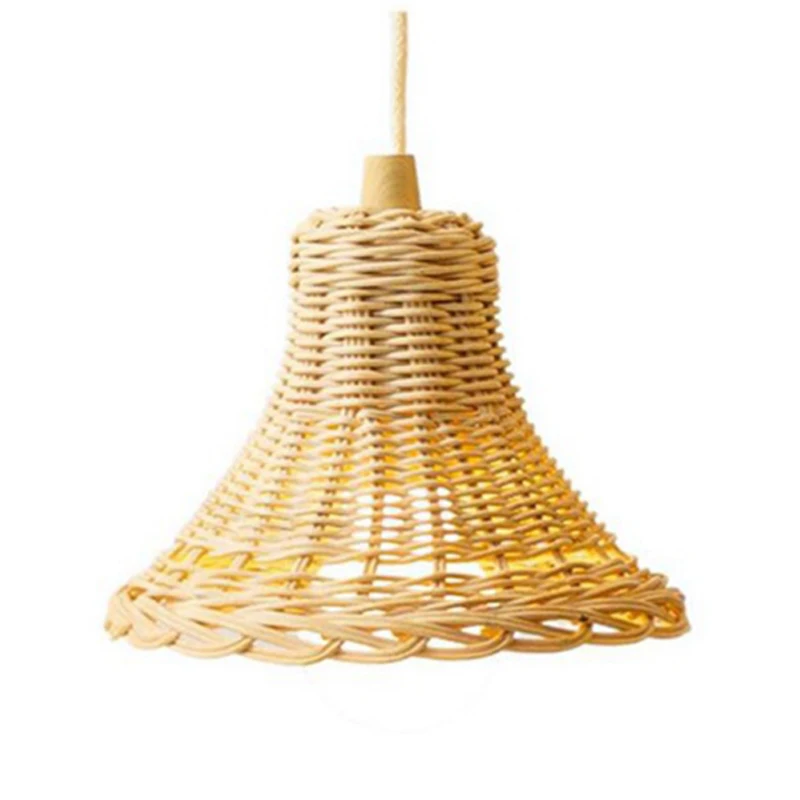 

Rattan Lampshade Hand-Woven Double Layer Bamboo Dome Lampshade Asian Rustic Japanese Lamp Design, with Light Source