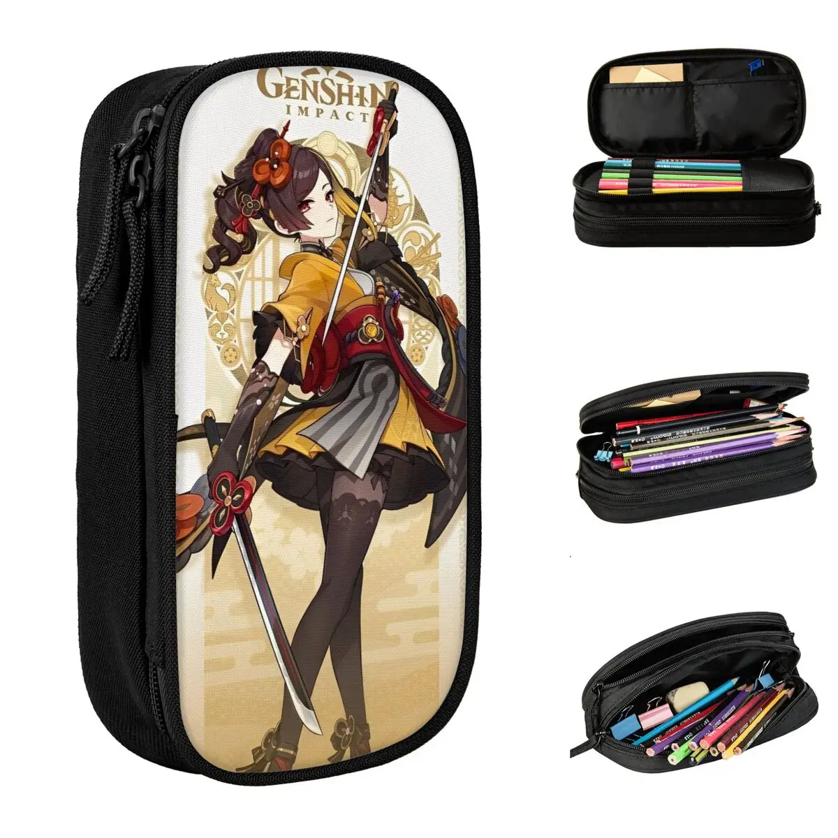 Пеналы Genshin Impact Chiori в стиле аниме для девочек и мальчиков большой объем школьные