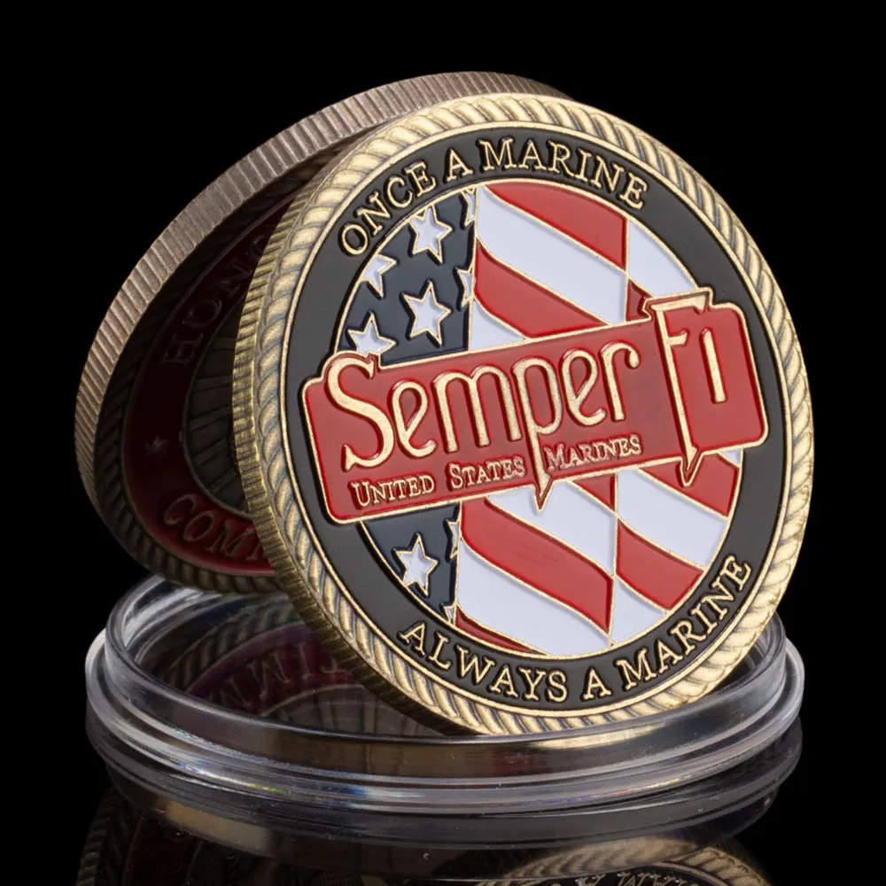 

United States Marine Corps Souvenir Bronze Plated Coin Semper Fidelis Always A Marine Commemorative Coin Challenge Coin