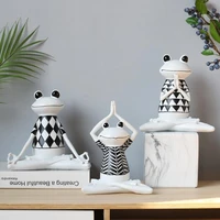 nordic creative yoga frog knickknacks cute cartoon animal decorations living room wine cabinet crafts decoration accessories
