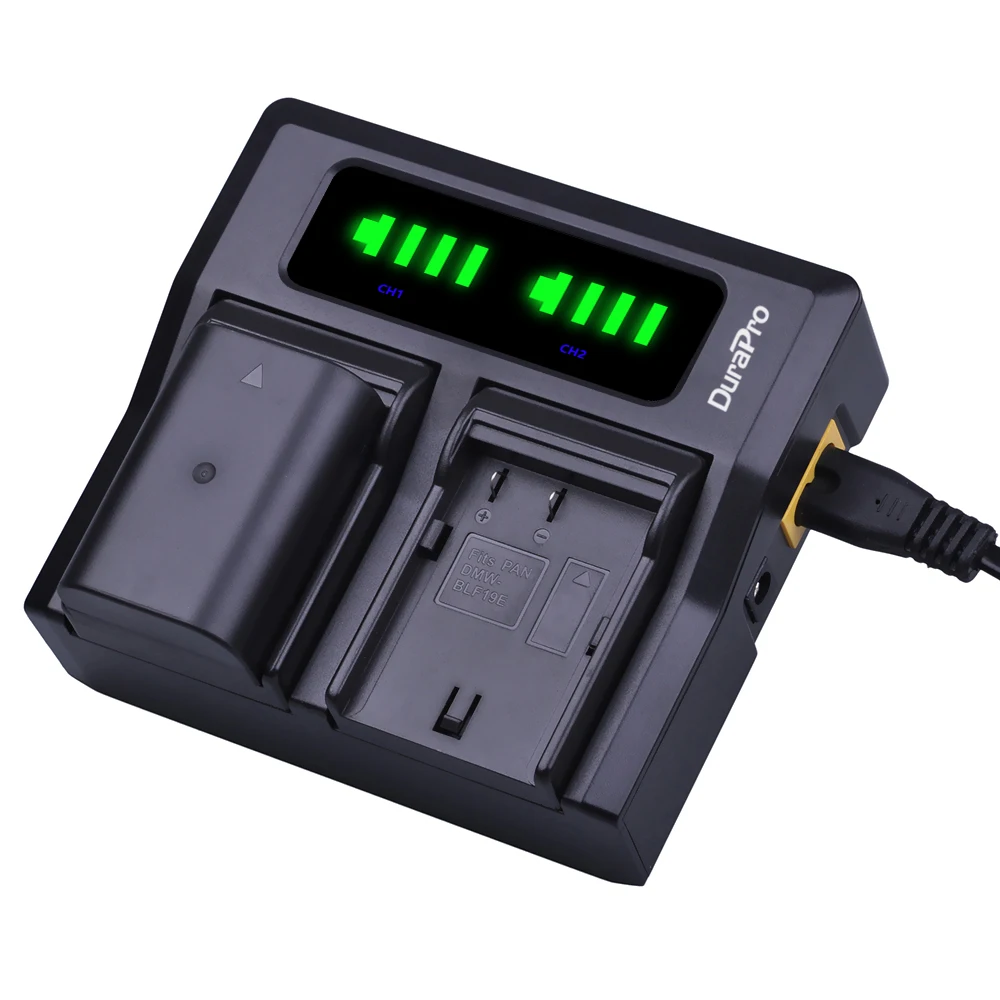 DuraPro 4x1860mAh DMW-BLF19 DMW-BLF19E DMW BLF19PP BLF19 BLF19E батарея + LED двойное быстрое зарядное