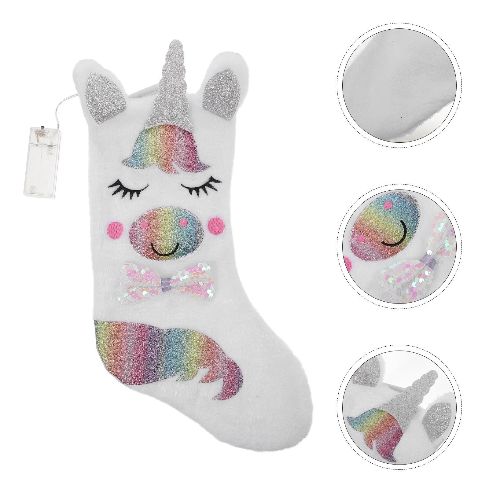 

Unicorn Christmas Stocking Decorative Gift Bag Candy Xmas Pendant Sequins Sock Hanging Glow Decorations