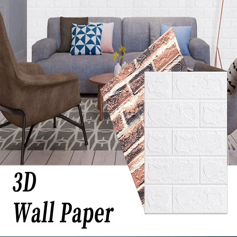 

3D Wall Paper Self-Adhesive Brick Marble Imitation Embossed DIY for Room Kitchen Bedroom Waterproof Sticker 30*30CM Wallpaper