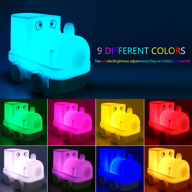 

Cute Colorful Color-changing Train Silicone Light Usb Rechargeable Indoor Bedside Atmosphere Lamp Fire Truck Car Led Night Light