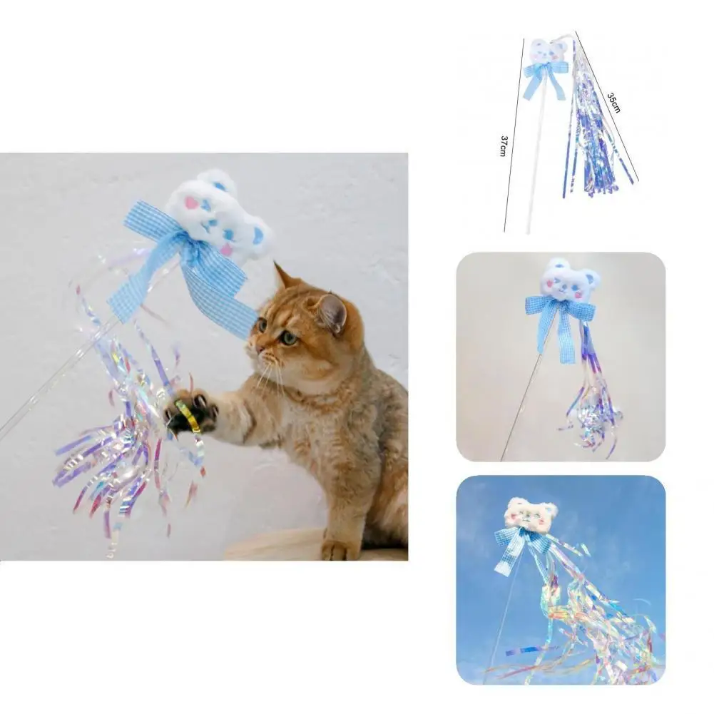 

Blue Lovely Small Bells Cat Play Wand Portable Cat Teaser Wand Eco-friendly for Cats